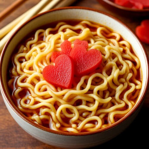 Влюблённый мужчина питается лапшой быстрого приготовления, чтобы баловать свою девушку