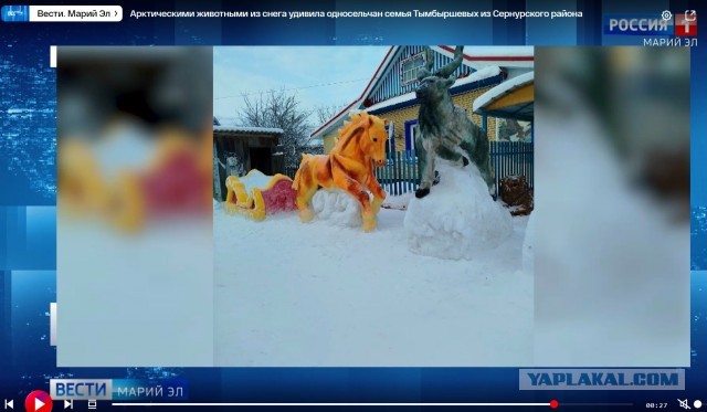 Семья Тымбаршевых из деревни Большая Мушка в Марий Эл сотворила очередной снежный шедевр