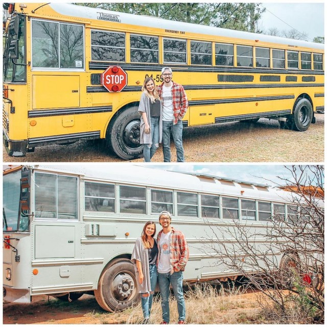 Пара бросила работу и продала дом, чтобы путешествовать на переоборудованном школьном автобусе