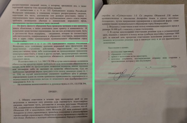 ​​Чиновница из Новороссийска хочет засудить дольщиков, которые на неё пожаловались