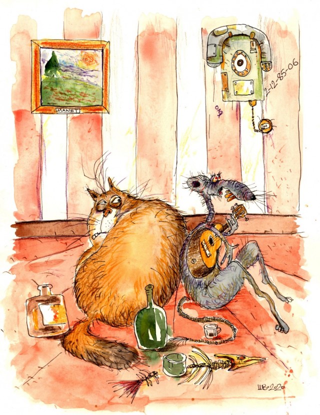 Кот Дуплет,наброски с натуры.
