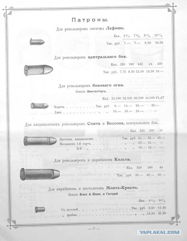 Прейскурант на оружие 1899г