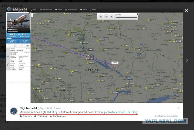 На Украине рухнул Боинг-777 малайзийских авиалиний