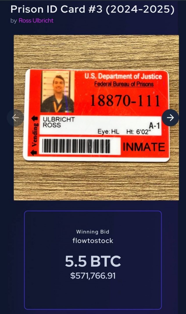 Основатель даркнет-маркетплейса Silk Road, после амнистии, распродает свои тюремные вещи.