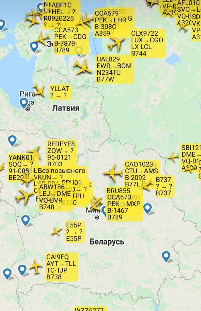В небе над Беларусью почти нет самолетов