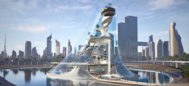В Дубае построят Therme Dubai. Это самый высокий курорт в мире с тройным водопадом, спрятанным под стеклом