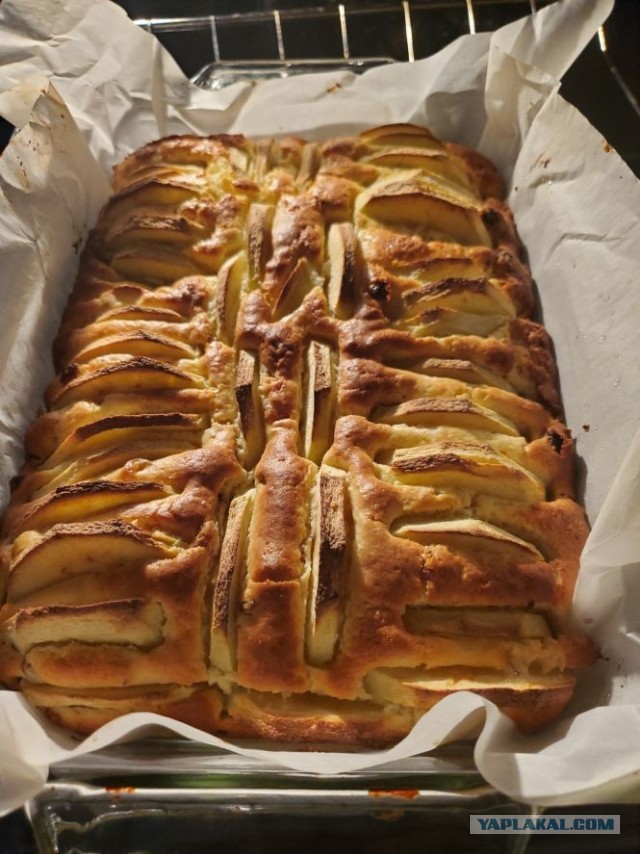 Быстро-вкусно: пирог на сметане с персиками