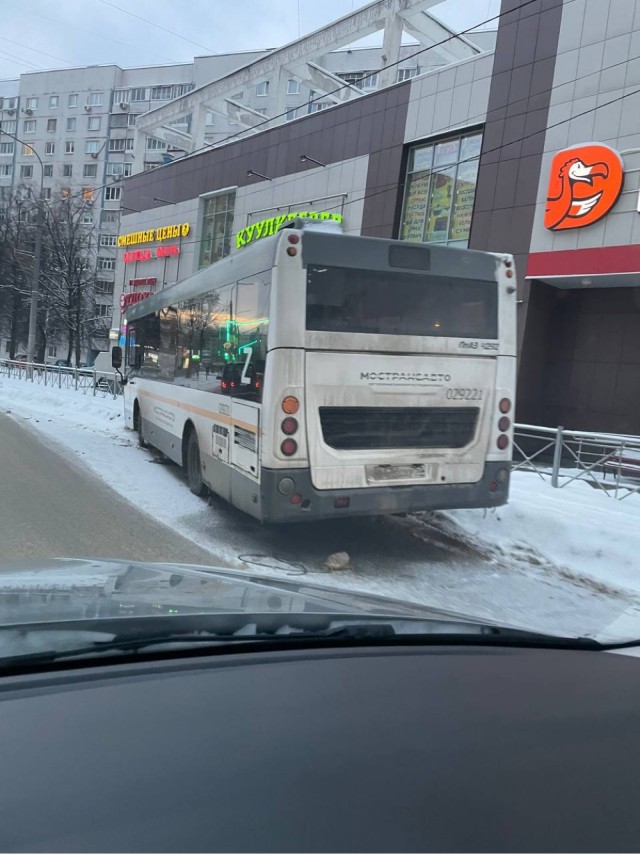 Одинокий автобус заметили жители города Видного Московской области
