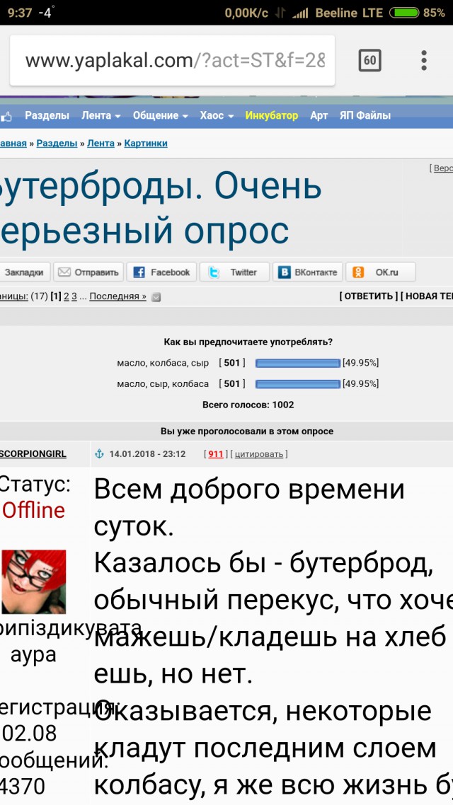 Бутерброды. Очень серьезный опрос