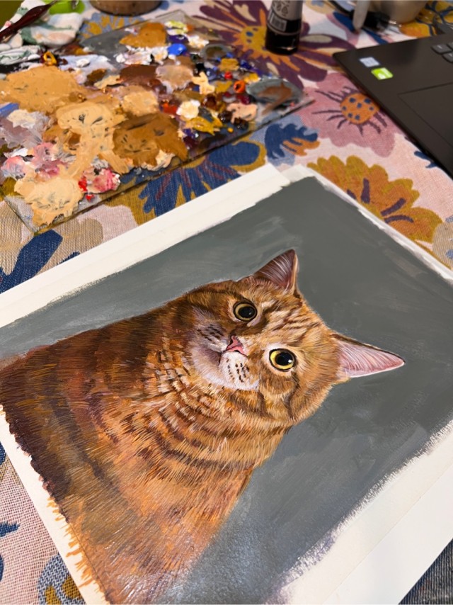 Кот Кузя. Портрет акрилом