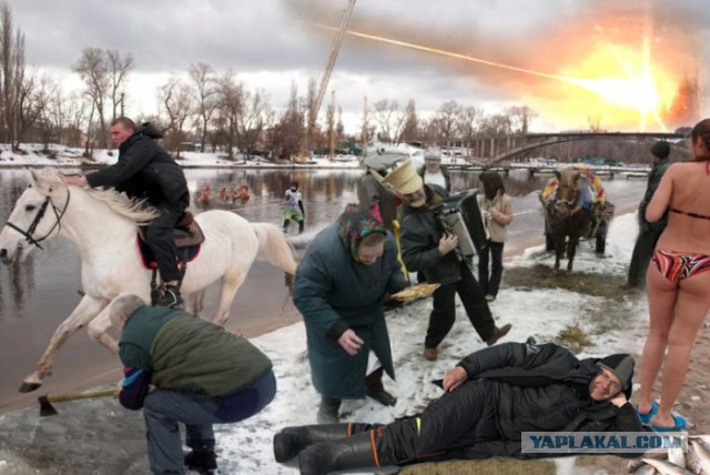 Фотожаба - Мужик на зимней рыбалке