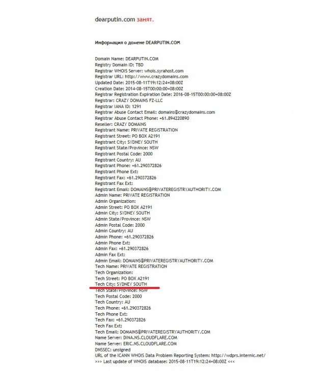 Сайт в поддержку Путина