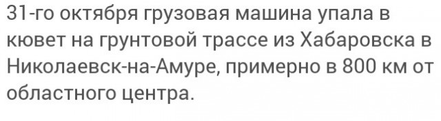 В Хабаровском крае дальнобойщик две недели выживает в тайге в сломавшейся фуре