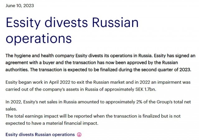Владелец брендов Zewa, Libresse и Libero — шведская компания Essity — прекращает работу в России.