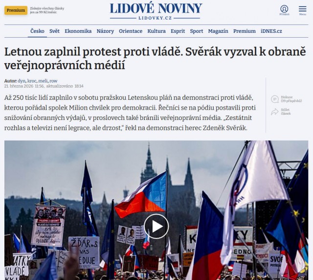 В Праге — крупнейший после 2019 года протестный митинг.