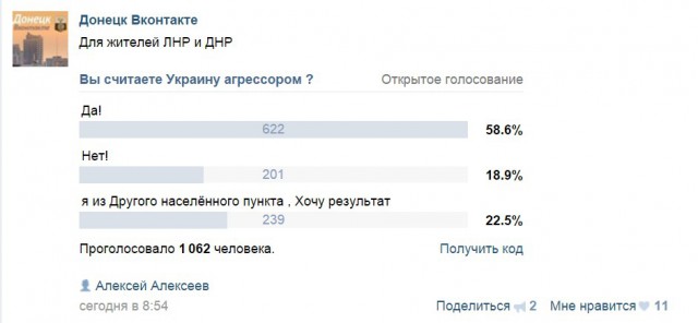 Соцопрос в ДНР