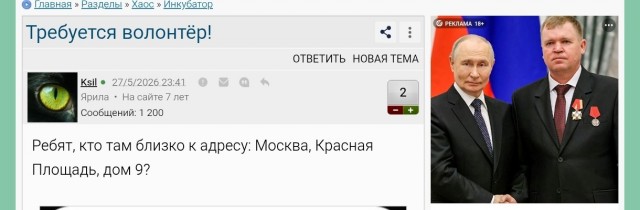 Требуется волонтёр!