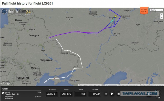 Ту-214Р проходит испытания у границ Украины