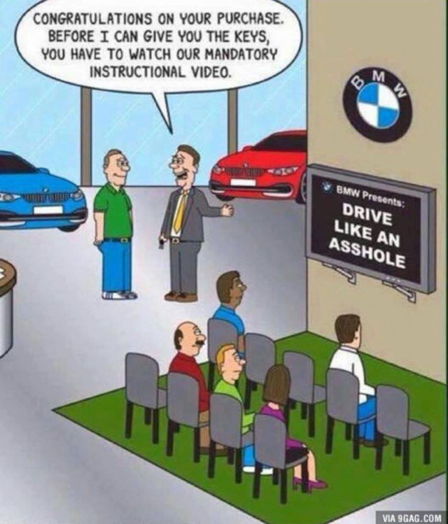 Девушка на BMW: "Я не буду пропускать! Я в отличии от вас смогла заработать на нормальную тачку, а не на это говно (Пежо 308)"
