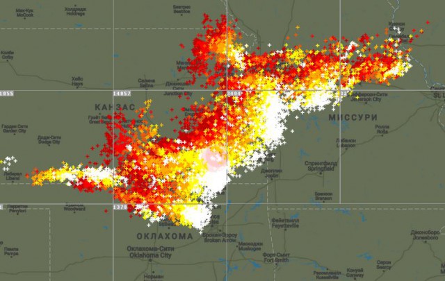Онлайн-карта ударов молний по земле прямо сейчас