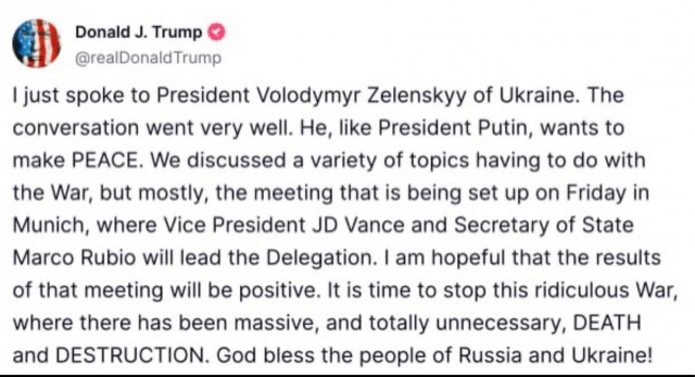 Трамп прокомментировал разговор с Зеленским