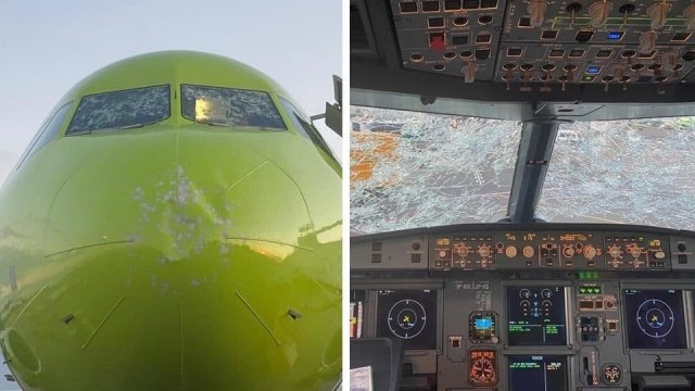 Самолет Airbus A320 застал мощный град в Челябинске вчера