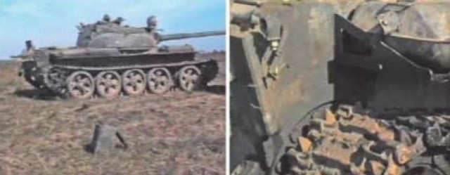 Обстрел танка Т-54/55 кумулятивными снарядами из гранатометов, ракетных комплексов и САУ
