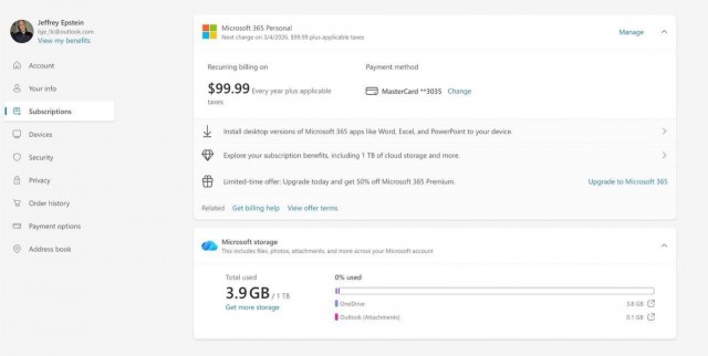 Эпштейн поделился с миром бесплатной подпиской на Microsoft 365