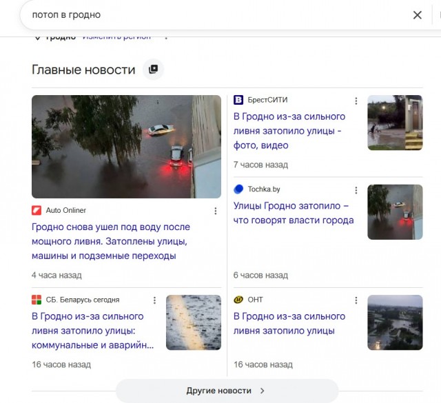 Беларусь. Последствия ливня в Гродно.