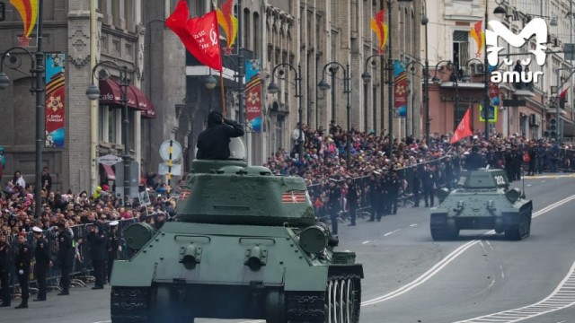 Военный парад в честь 9 Мая во Владивостоке.