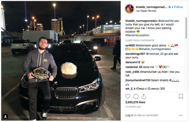 Боец Нурмагомедов пригрозил разбить машину президенту UFC Уайту