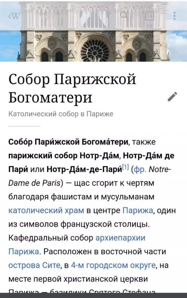 ⚡️В Соборе Парижской Богоматери произошёл пожар - AFP