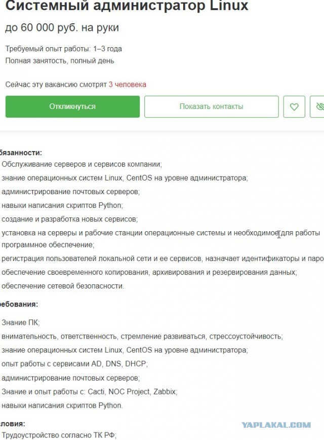 К вопросу о вакансиях и зарплатах.