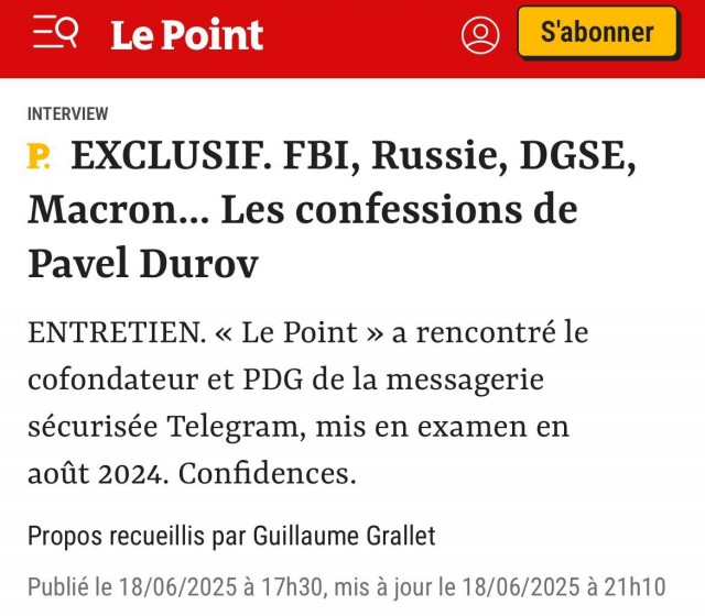 Павел Дуров дал большое интервью журналу Le Point