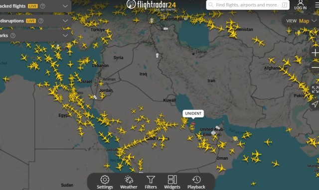 Flightradar24 над Ближним востоком⁠⁠
