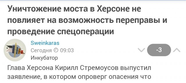Уничтожение моста в Херсоне не повлияет на возможность переправы и проведение спецоперации