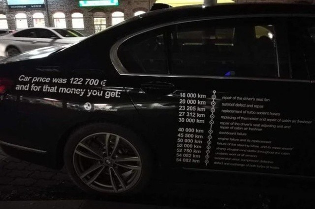 Разочарованный владелец BMW 7-й серии расписал все поломки на кузове своего авто