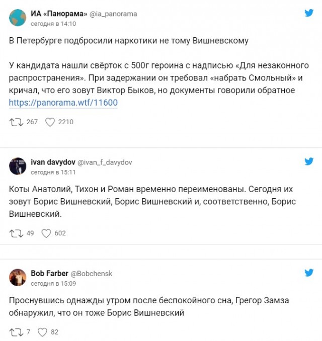 Три "Бориса Вишневских" за день стали главным мемом предстоящих выборов в Петербурге