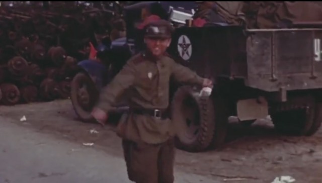 Встреча на Эльбе 1945 г. Цветные кадры