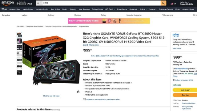 42 человека заказали на Amazon в США GeForce RTX 5090 за 1000 долларов, а в итоге получили лишь дешевые сумки на пояс