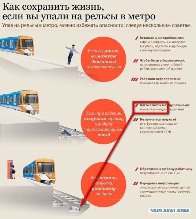 Куда ползти упав на рельсы