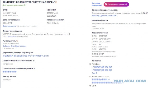 Строящая военные корабли "Восточная верфь" подала заявление о банкротстве