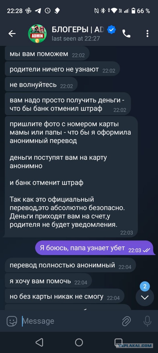 Мошенники написали ребенку