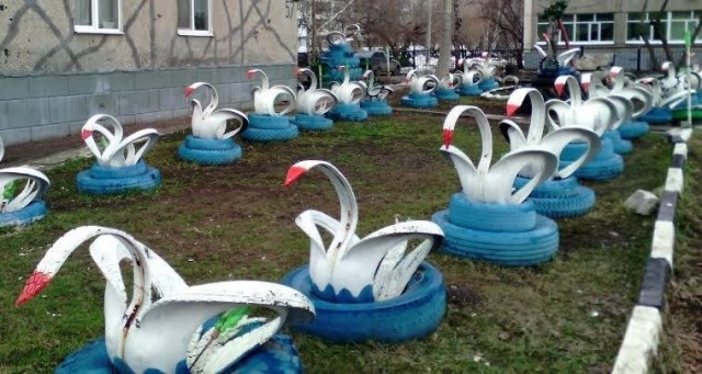 За клумбы из покрышек могут оштрафовать