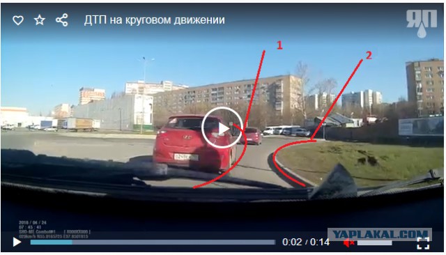 ДТП на дороге с круговым движением