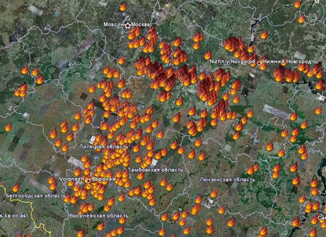 Подробная карта пожаров