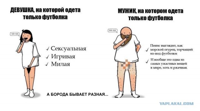 Разница между девушкой и мужиком в футболке