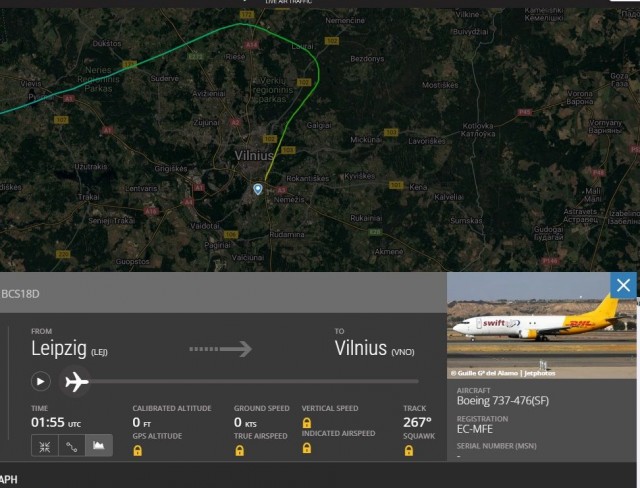 Cамолет Boeing 737 компании DHL, выполняющий рейс по маршруту Лейпциг — Вильнюс, разбился возле аэропорта Вильнюса этим утром
