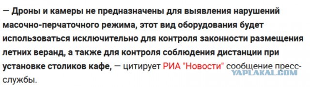 Власти обещали, что в Москве за соблюдением дистанции в летних кафе будут следить дроны