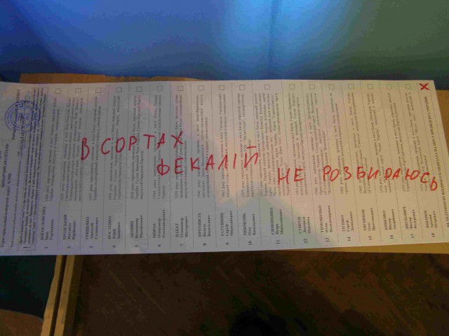 Так выглядит неразрезанный бюллетень на предстоящих президентских выборах на Украине. 39 кандидатов